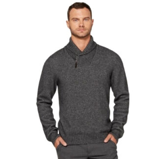Shawl collar sweater with short zip